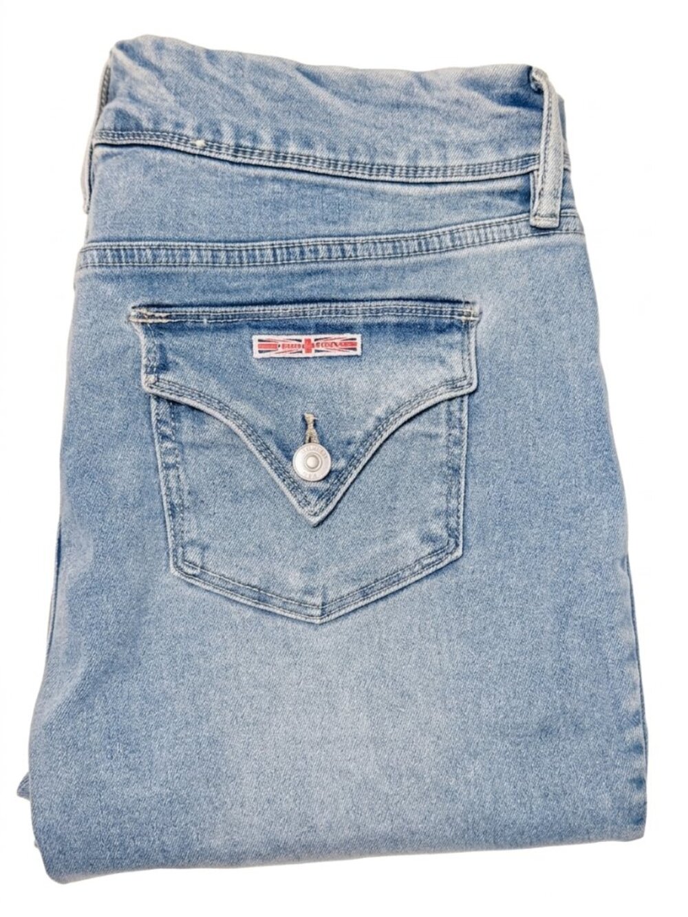 HUDSON Icy Blue Double Button Flap Pocket Straight Leg Jeans Size 10